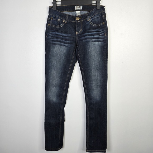 Mudd Jeans‎ Womens 3 Skinny Denim Pants Stretch Embroidered Pockets 28x31 - Picture 1 of 5
